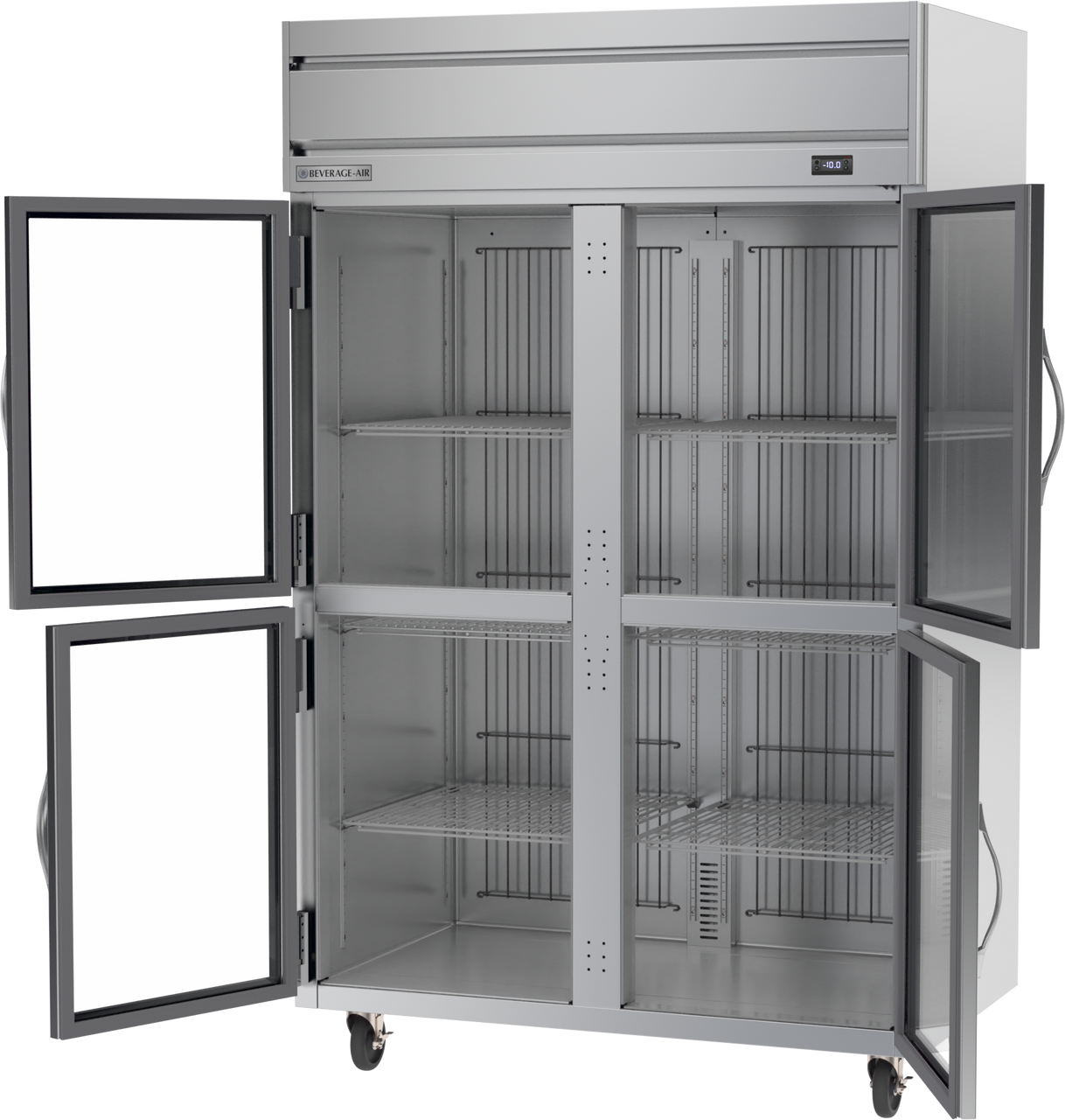 Beverage Air HFPS2HC-1HG | 52" Wide 4 Glass Door Top Mount Reach-In Freezer Horizon Series