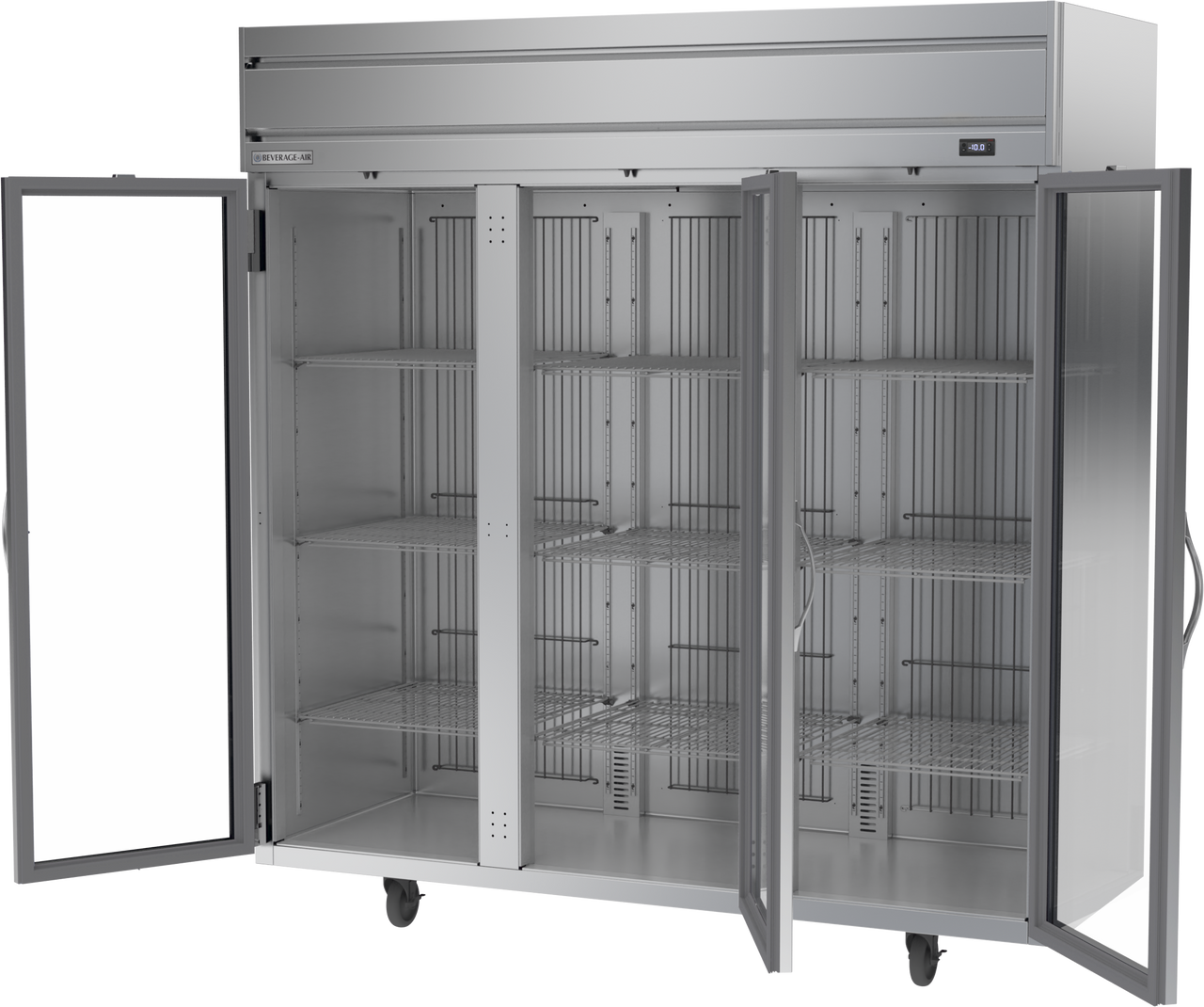 Beverage Air HFPS3HC-1G | 78" Wide 3 Glass Door Top Mount Reach-In Freezer Horizon Series