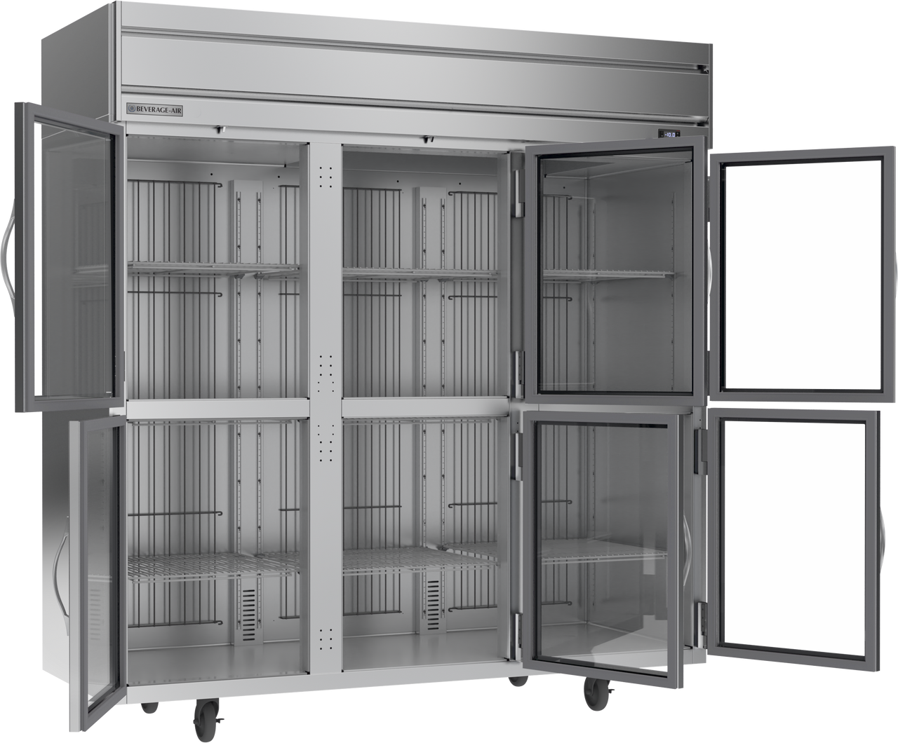 Beverage Air HFPS3HC-1HG | 78" Wide 6 Glass Door Top Mount Reach-In Freezer Horizon Series