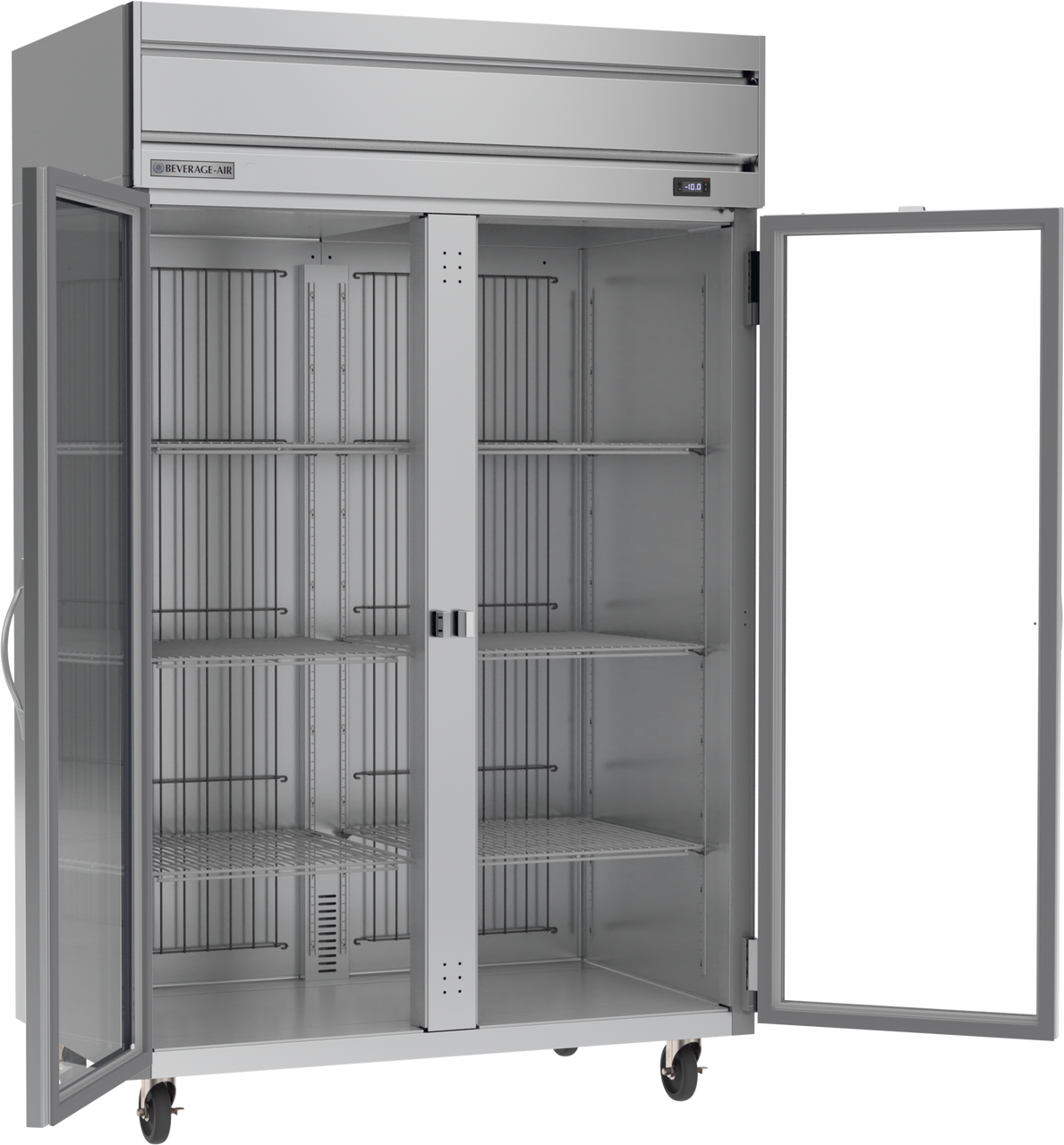 Beverage Air HFS2HC-1G | 52" Wide 2 Glass Door Top Mount Reach-In Freezer Horizon Series