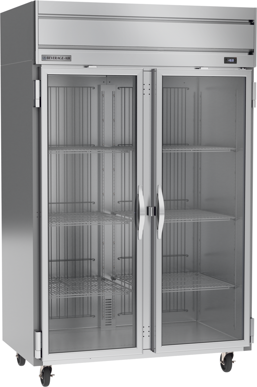 Beverage Air HFS2HC-1G | 52" Wide 2 Glass Door Top Mount Reach-In Freezer Horizon Series