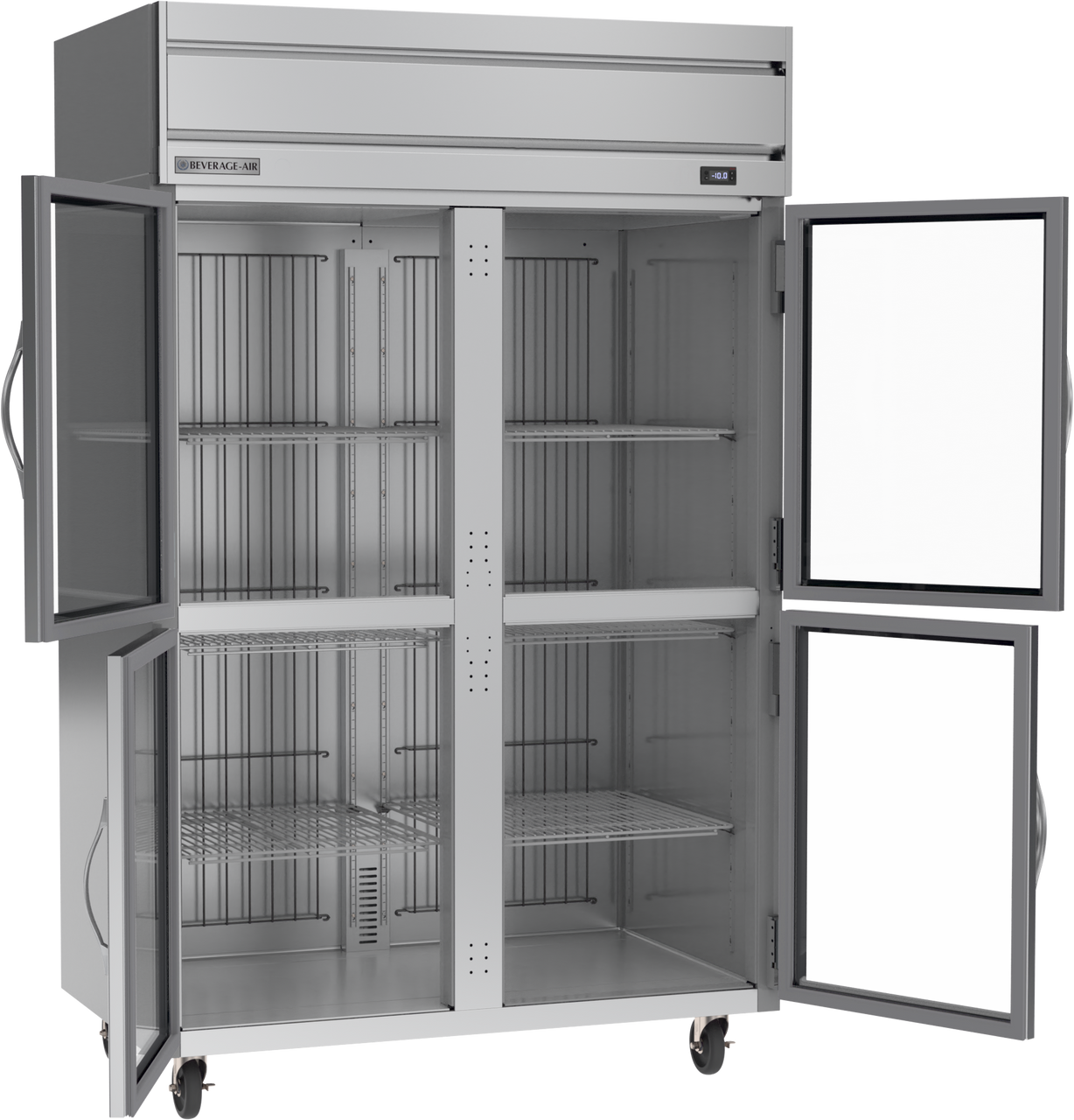 Beverage Air HFS2HC-1HG | 52" Wide 4 Glass Door Top Mount Reach-In Freezer Horizon Series