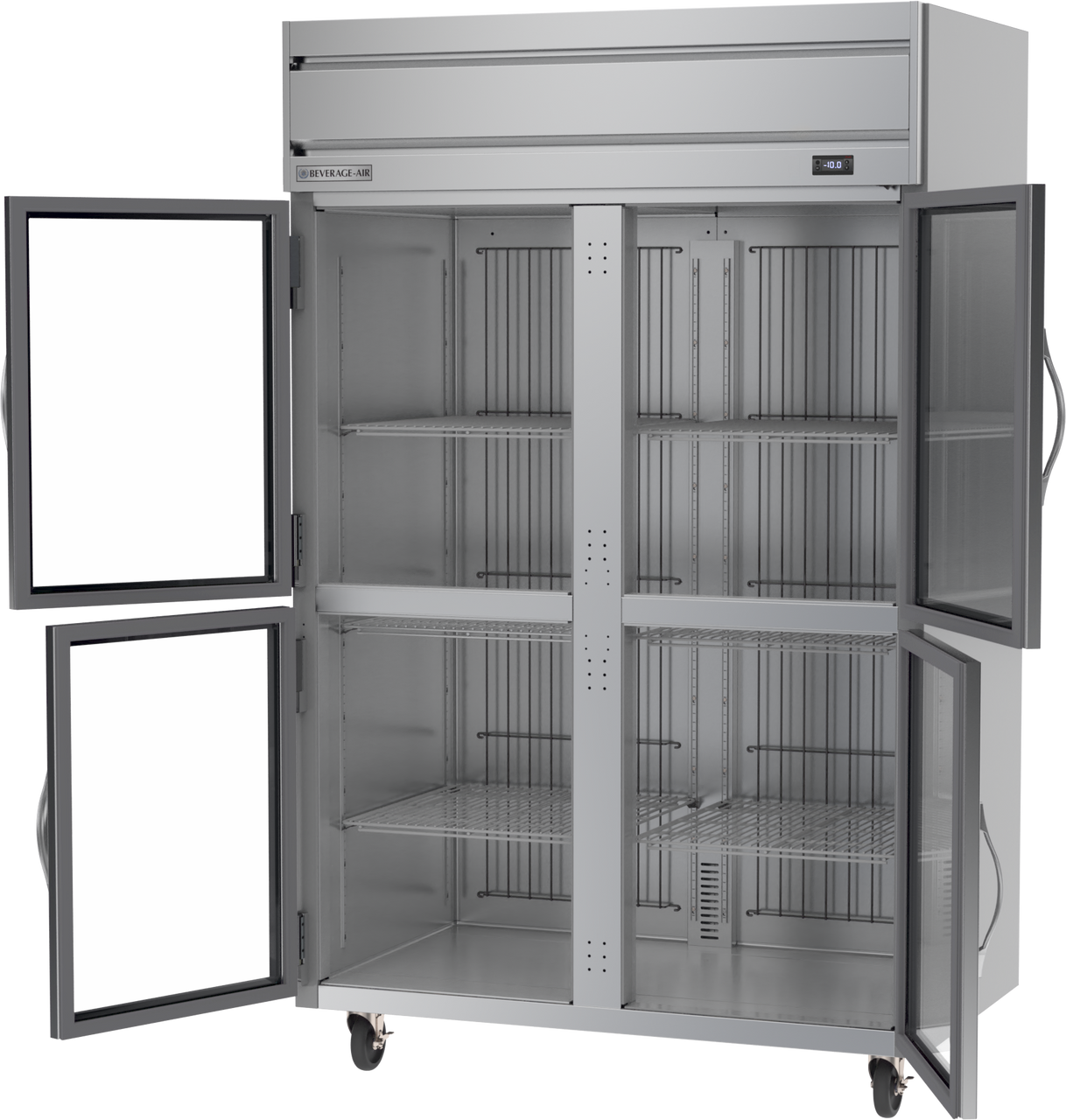 Beverage Air HFS2HC-1HG | 52" Wide 4 Glass Door Top Mount Reach-In Freezer Horizon Series