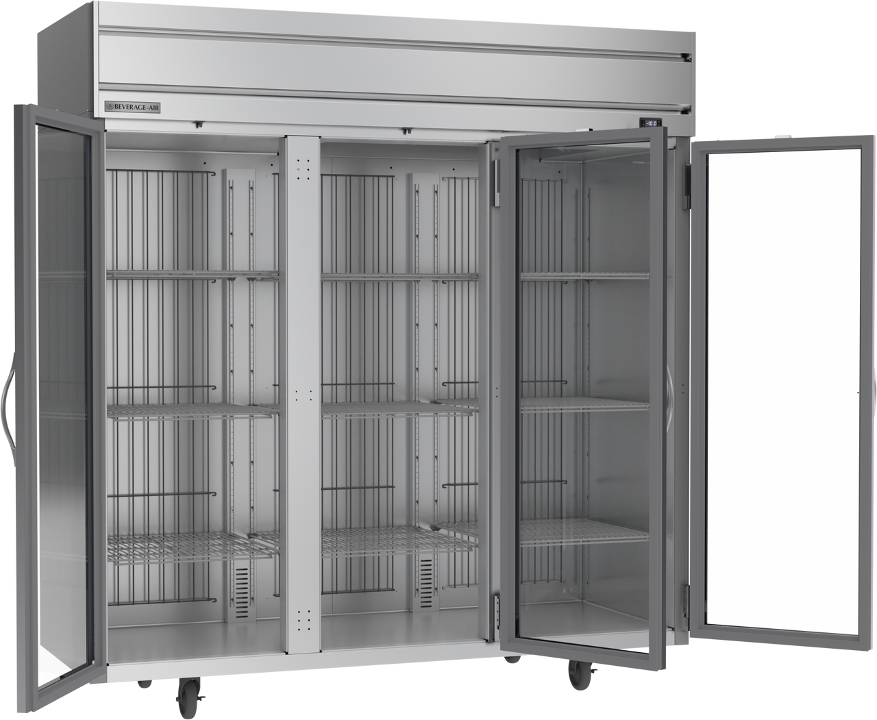 Beverage Air HFS3HC-1G | 78" Wide 3 Glass Door Top Mount Reach-In Freezer Horizon Series