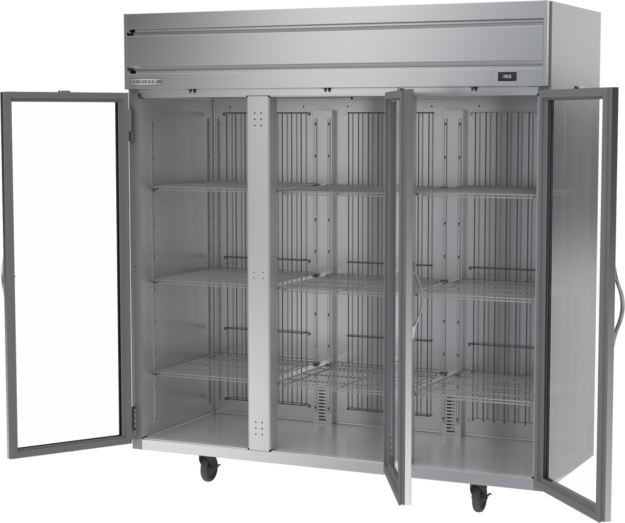 Beverage Air HFS3HC-1G | 78" Wide 3 Glass Door Top Mount Reach-In Freezer Horizon Series