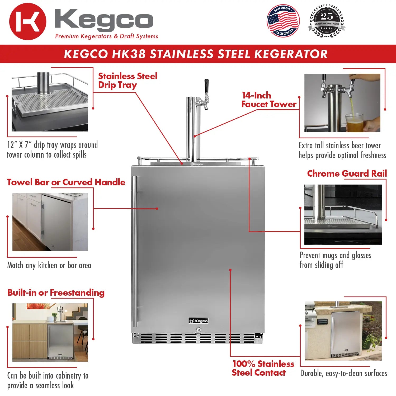 Kegco | 24" Wide Stainless Steel Kegerator with Kit