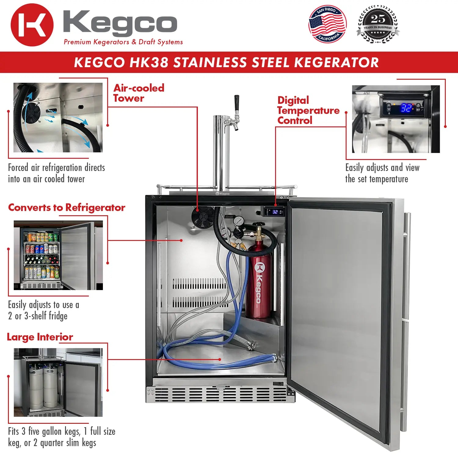 Kegco | 24" Wide Stainless Steel Kegerator with Kit