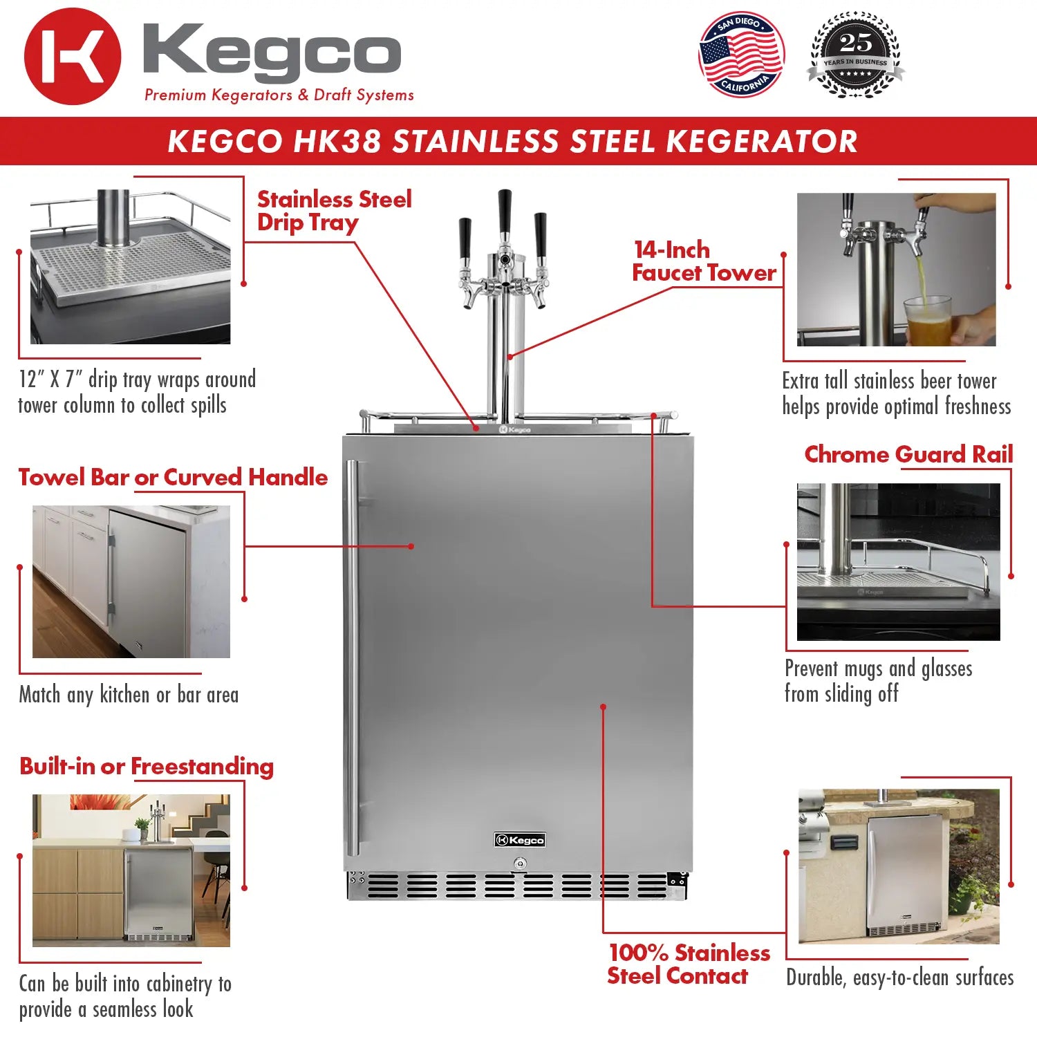 Kegco | 24" Wide Stainless Steel Kegerator with Kit