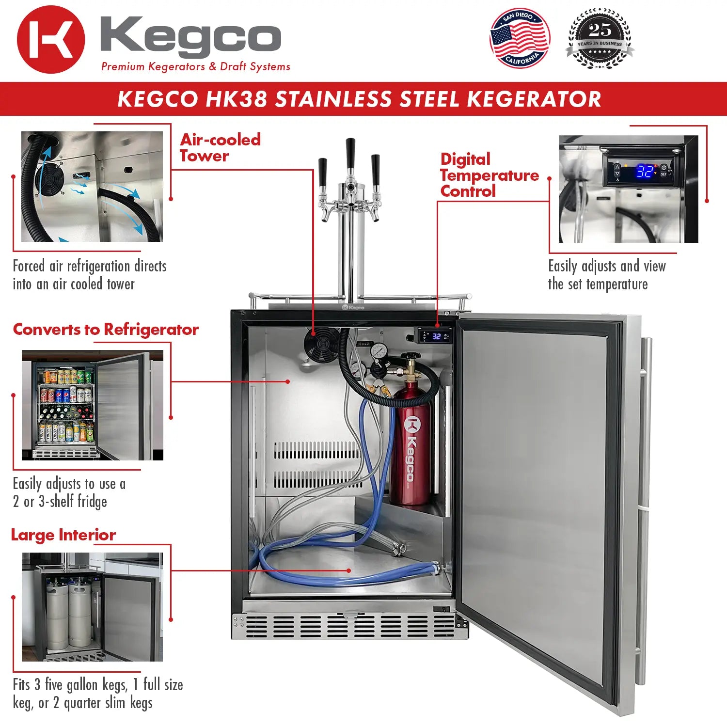 Kegco | 24" Wide Stainless Steel Kegerator with Kit