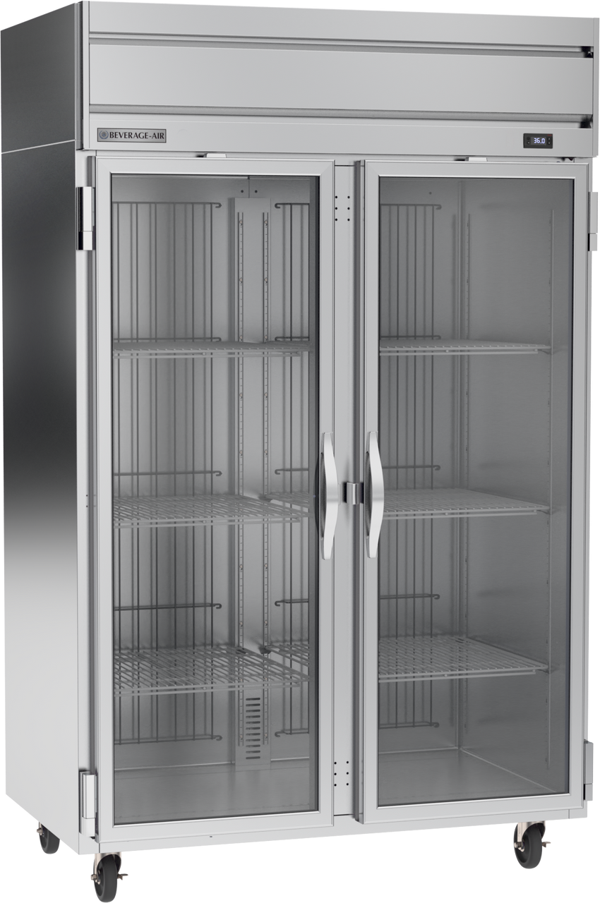 Beverage Air HRPS2HC-1G | 52" Wide 2 Glass Door Top Mount Reach-In Refrigerator Horizon Series