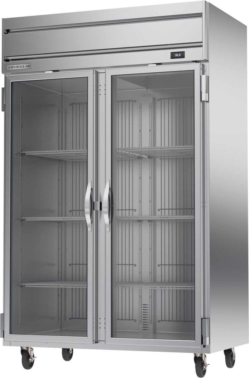 Beverage Air HRPS2HC-1G | 52" Wide 2 Glass Door Top Mount Reach-In Refrigerator Horizon Series