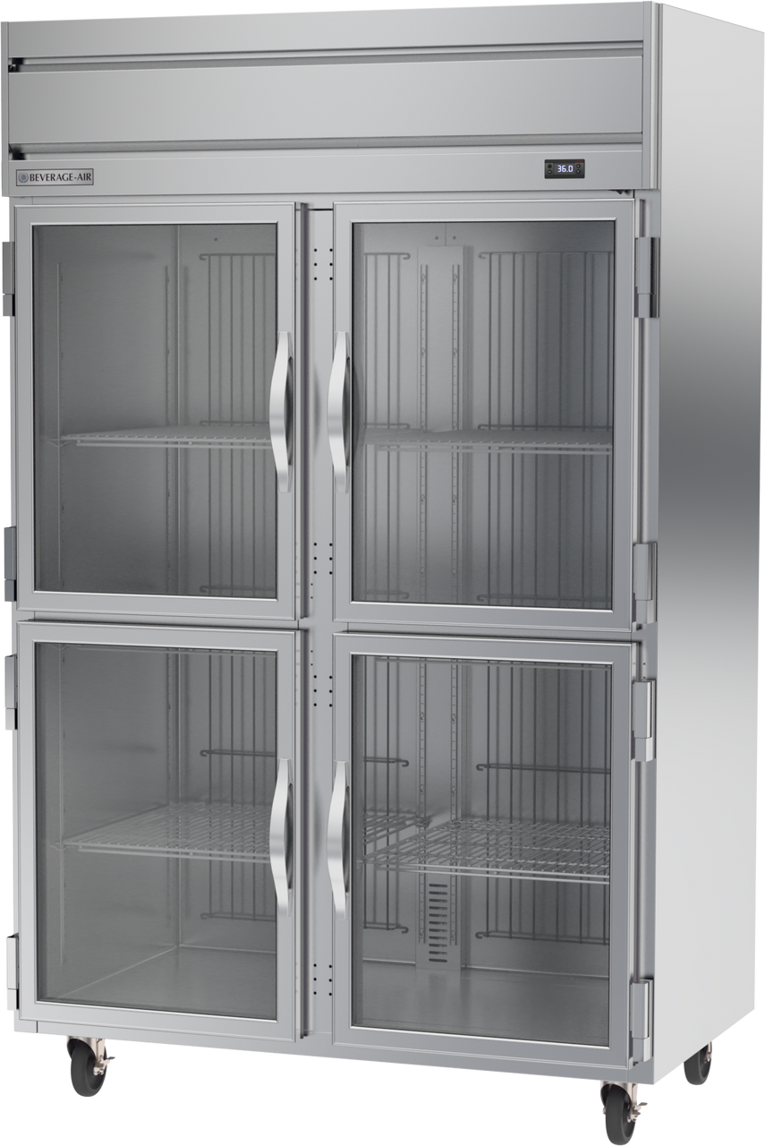 Beverage Air HRPS2HC-1HG | 52" Wide 4 Glass Door Top Mount Reach-In Refrigerator Horizon Series