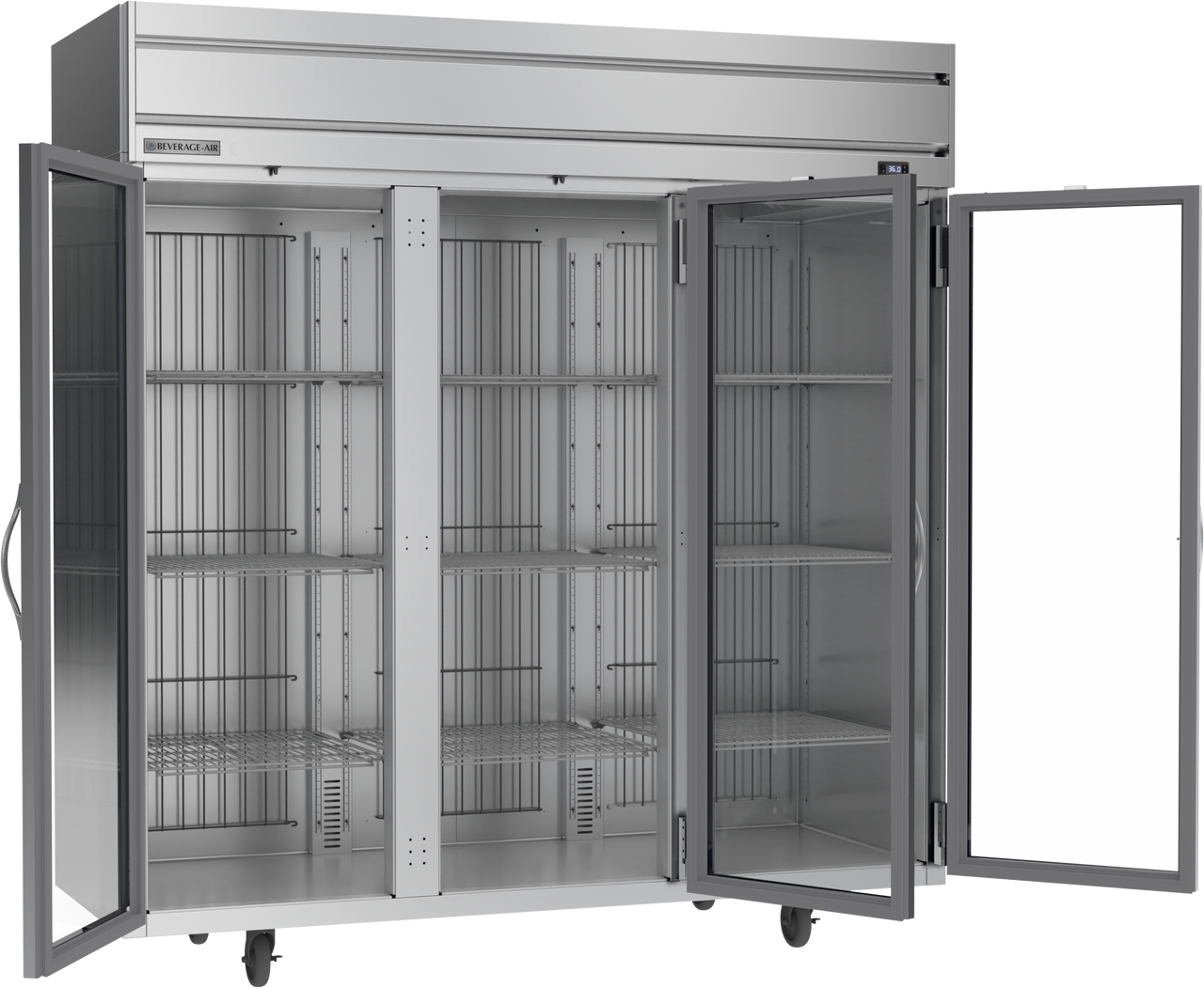 Beverage Air HRPS3HC-1G | 78" Wide 3 Glass Door Top Mount Reach-In Refrigerator Horizon Series