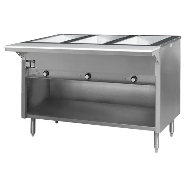 Eagle Group HT3OB-240 | Open Front Three Pan Open Well Stationary Electric Hot Food Table