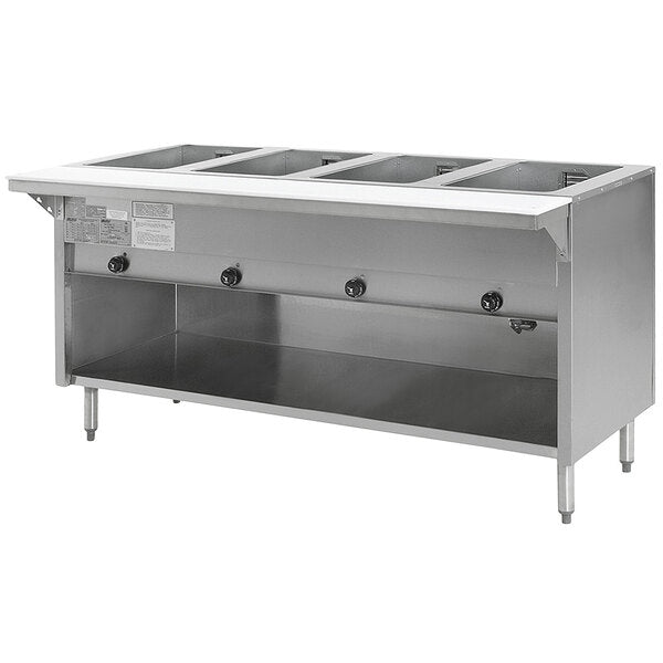 Eagle Group HT4OB-240 | Open Front Four Pan Open Well Stationary Electric Hot Food Table