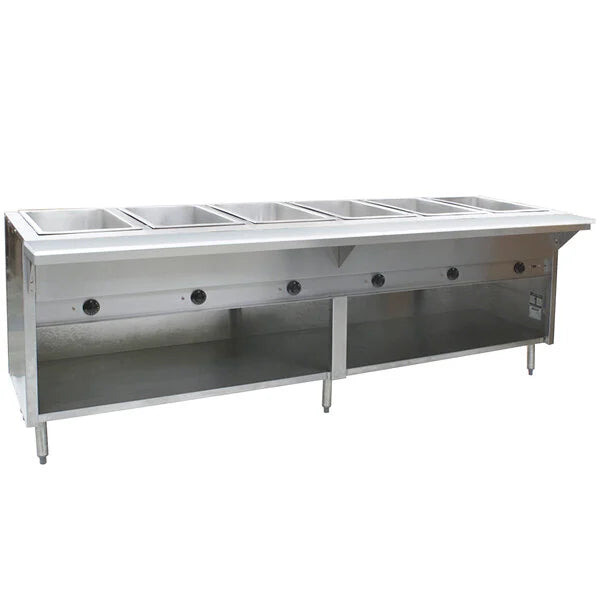 Eagle Group HT6OB-240 | Open Front Six Pan Open Well Stationary Electric Hot Food Table