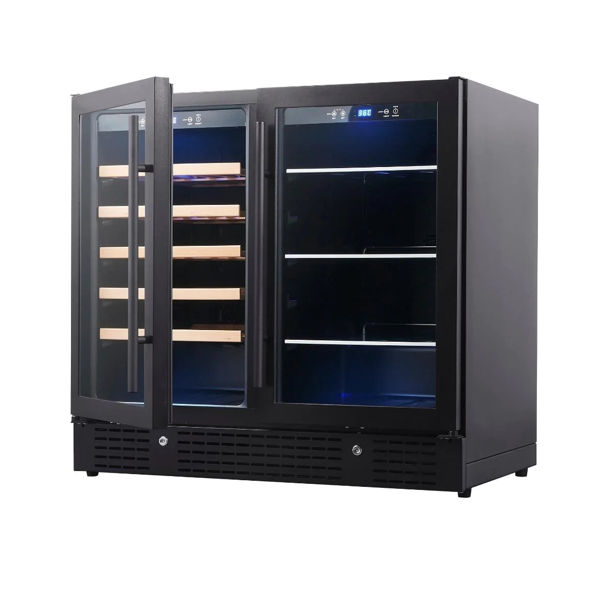 KingsBottle | 36" Wide Dual Zone 98 Can/34 Bottle Beverage & Wine Fridge