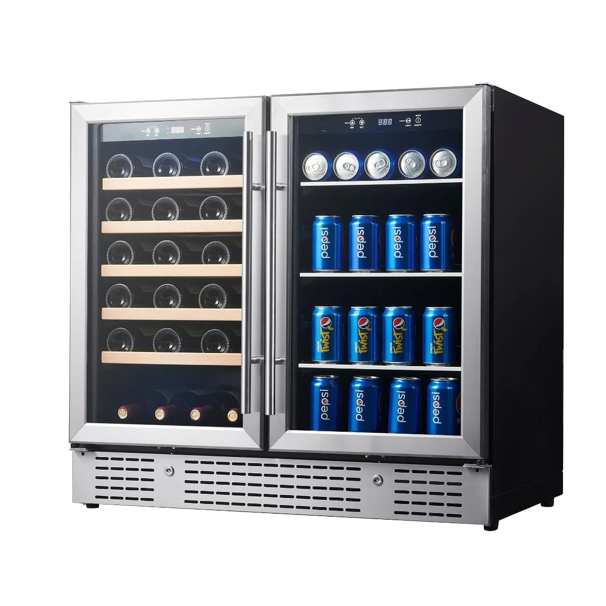 KingsBottle | 36" Wide Dual Zone 98 Can/34 Bottle Beverage & Wine Fridge