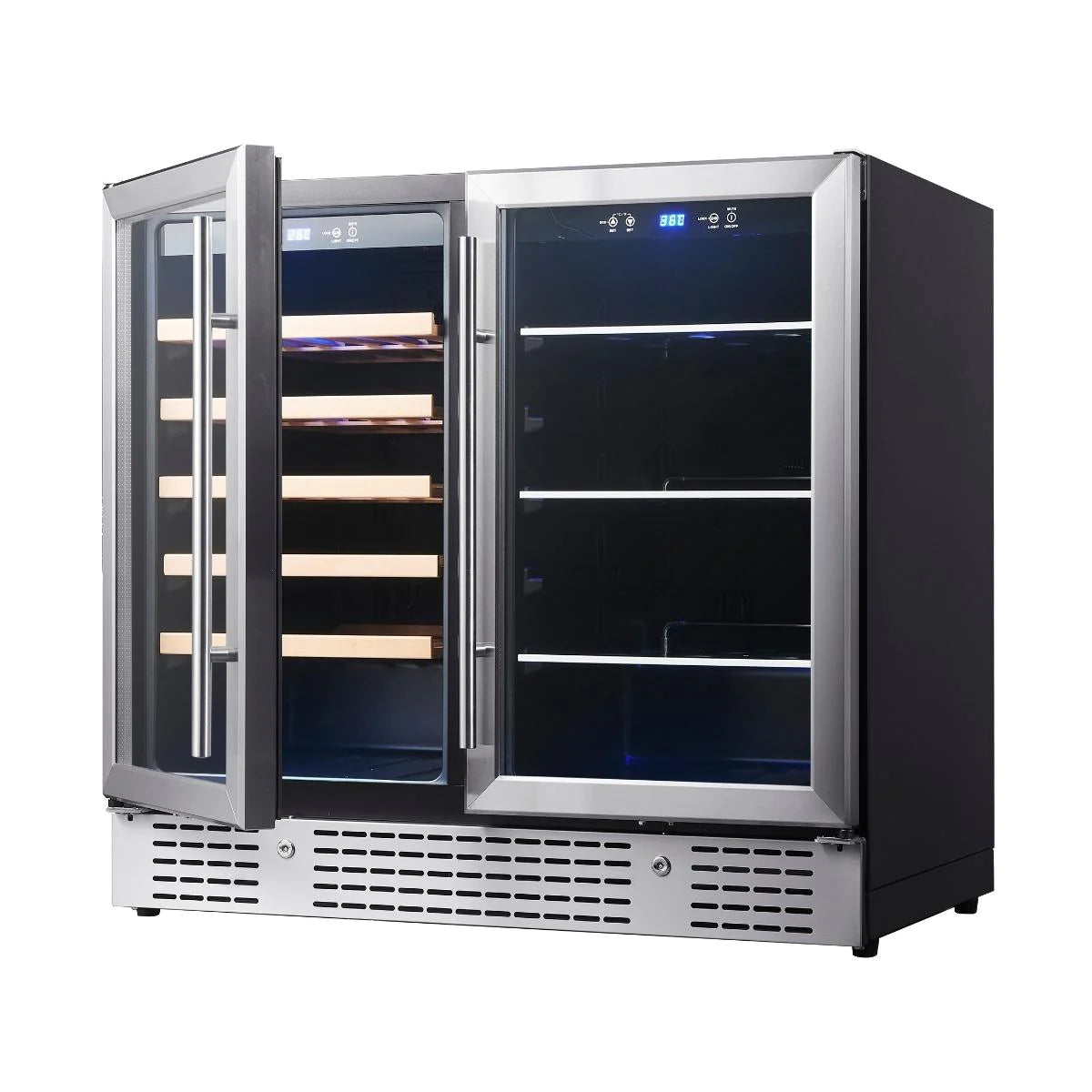 KingsBottle | 36" Wide Dual Zone 98 Can/34 Bottle Beverage & Wine Fridge