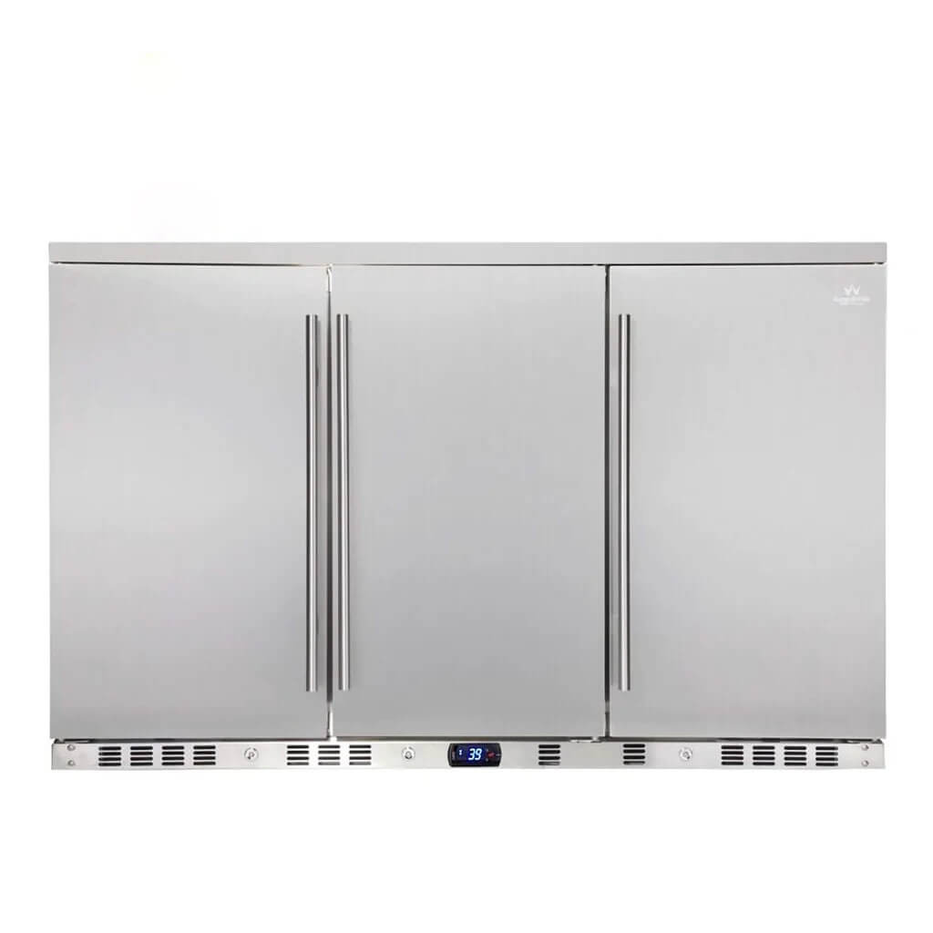 KingsBottle KBU328ASD | 53" Wide 3 Solid Door Outdoor 324 Can/190 Bottle Beverage Refrigerator