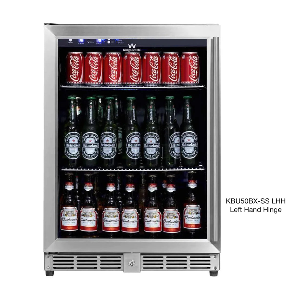 KingsBottle | 24" Wide Single Zone Undercounter 203 Can/98 Bottle Beverage Fridge