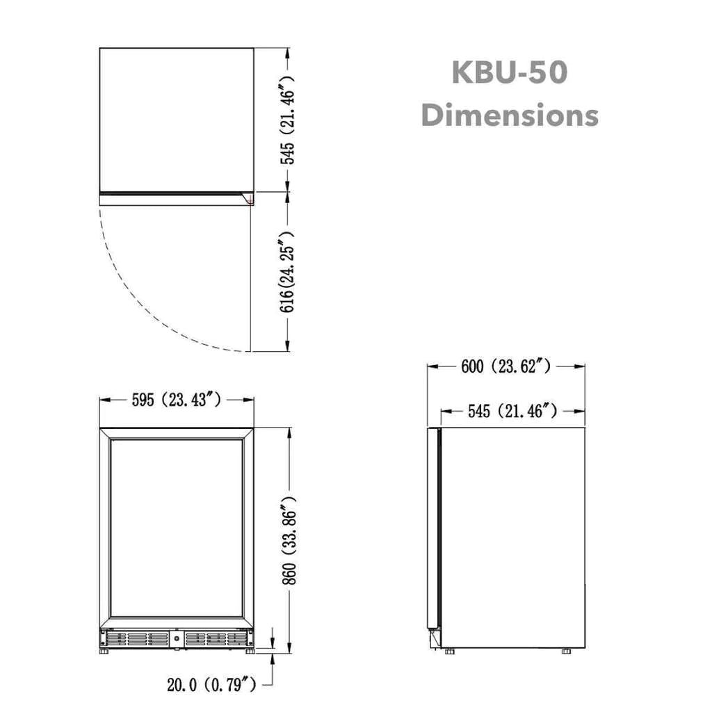 KingsBottle | 24" Wide Single Zone Undercounter 203 Can/98 Bottle Beverage Fridge