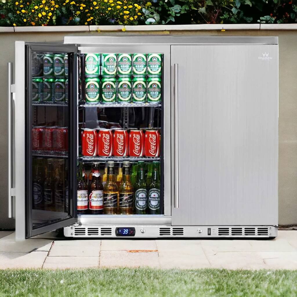 KingsBottle KBU56ASD | 36" Wide Outdoor 198 Can/120 Bottle Beverage Refrigerator