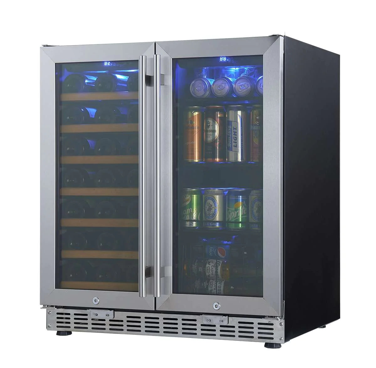 KingsBottle | 30" Wide Dual Zone Undercounter 58 Can/31 Bottle Beverage Fridge