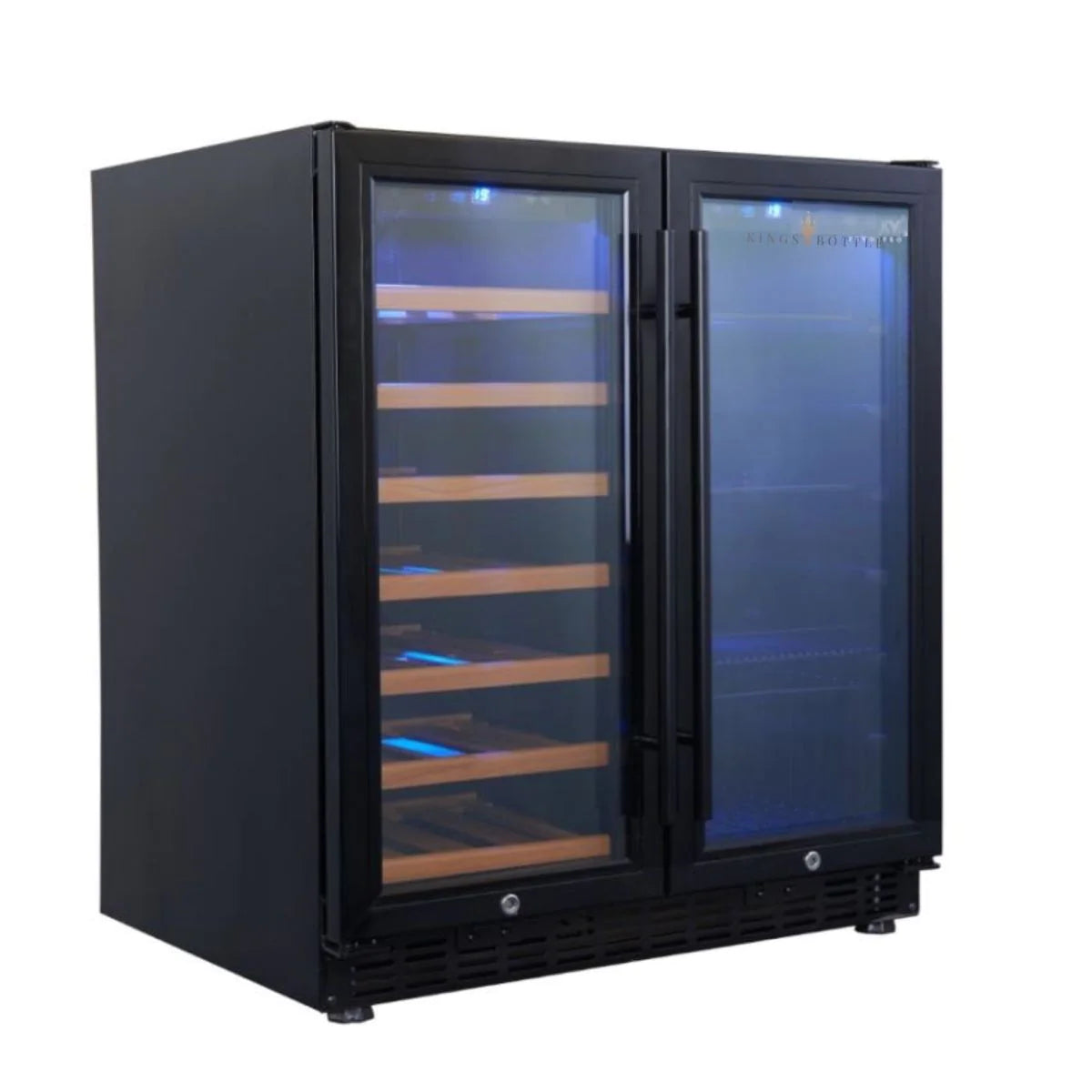 KingsBottle | 30" Wide Dual Zone Undercounter 58 Can/31 Bottle Beverage Fridge