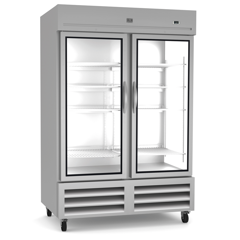 Kelvinator KCHRI54R2GDR | 54" Wide 2 Glass Door Bottom Mount Reach-In Refrigerator