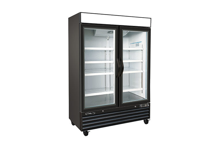 Kool-It KGF-48 | 54" Wide 2 Swing Door Black Merchandiser Freezer