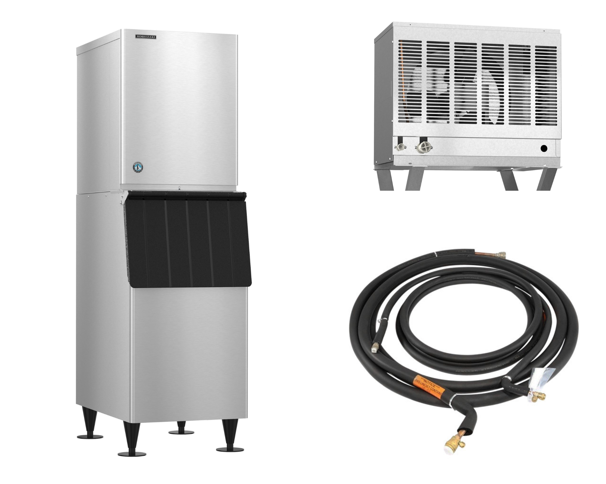 Hoshizaki Bundle - KM-520MRJZ Remote Cooled Crescent Cuber Ice Maker | URC-5FZ Remote Condenser | B-300SF Ice Bin | HS-5588 Tubing Kit