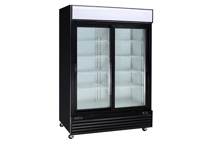 Kool-It KSM-50 | 52" Wide 2 Slide Door Black Merchandiser Refrigerator