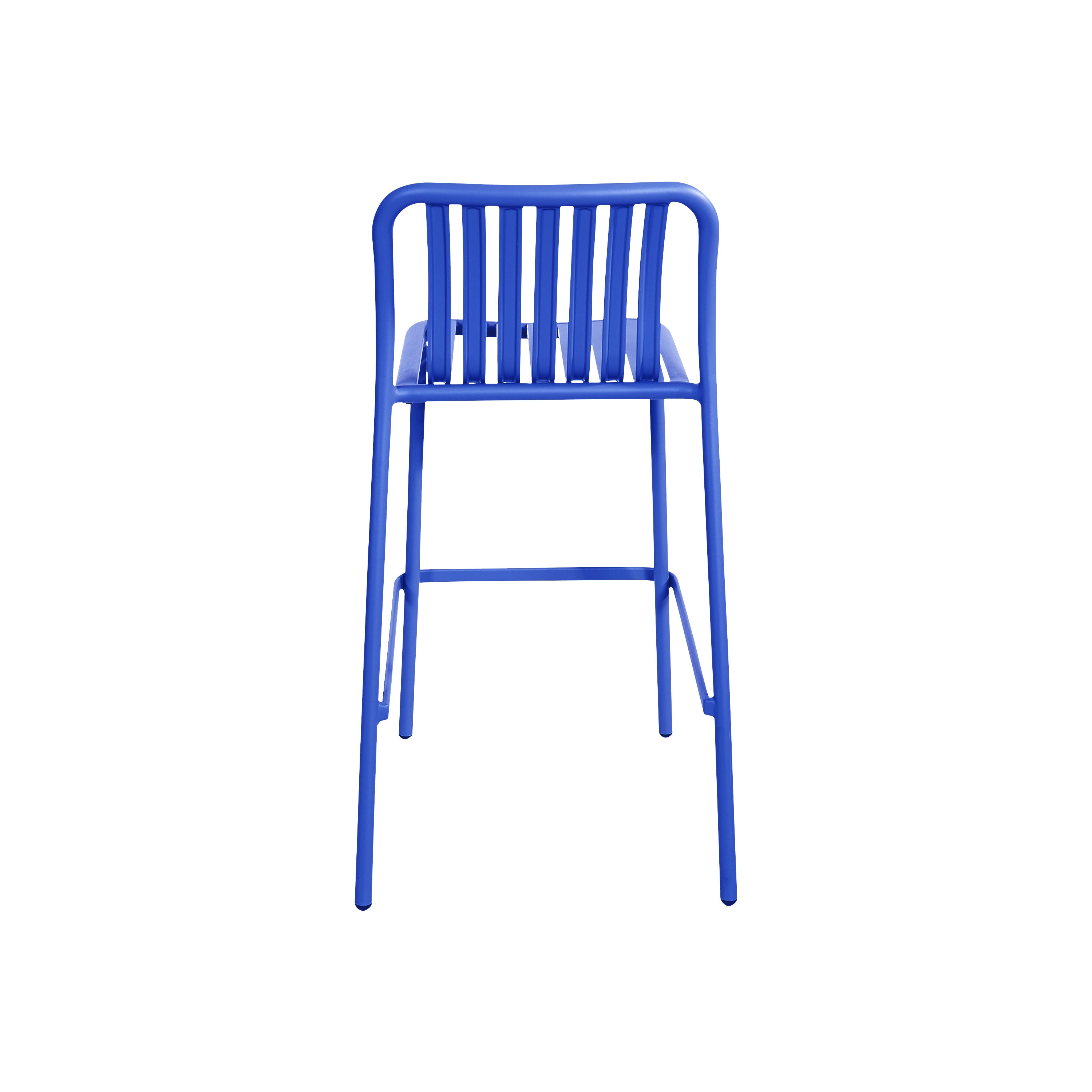 BFM Seating Key West Vertical Slat Powder-Coated Aluminum Stackable Outdoor / Indoor Bar Height Barstool