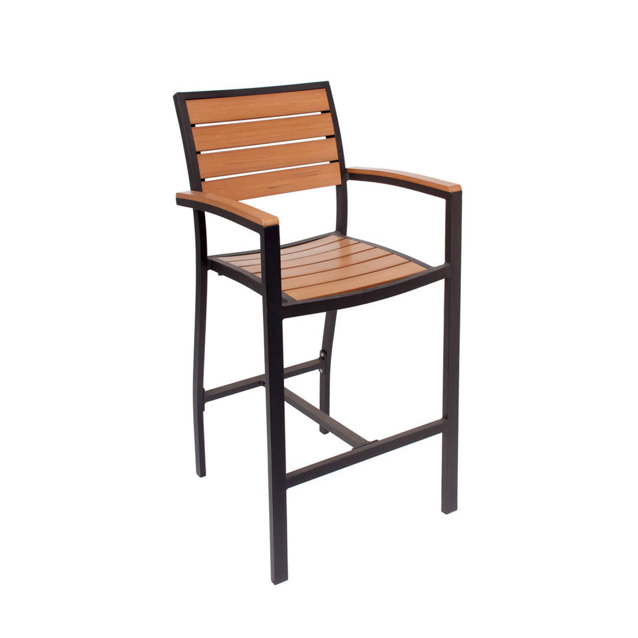 BFM Seating Largo Aluminum Outdoor / Indoor Synthetic Teak Bar Height Barstool