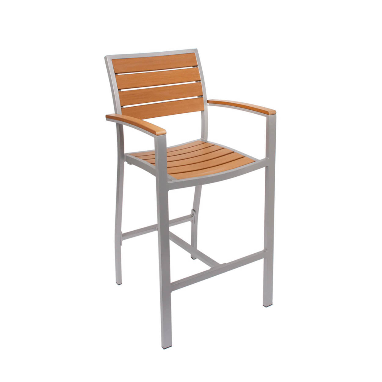 BFM Seating Largo Aluminum Outdoor / Indoor Synthetic Teak Bar Height Barstool