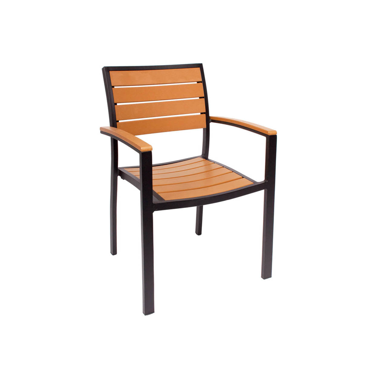 BFM Seating Largo Aluminum Outdoor / Indoor Synthetic Teak Stackable Chair