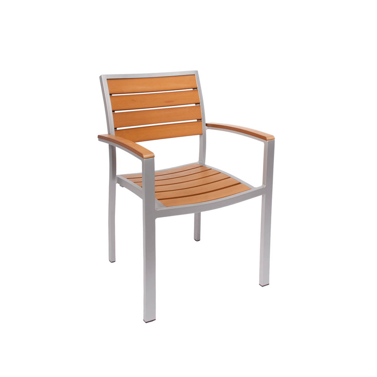 BFM Seating Largo Aluminum Outdoor / Indoor Synthetic Teak Stackable Chair