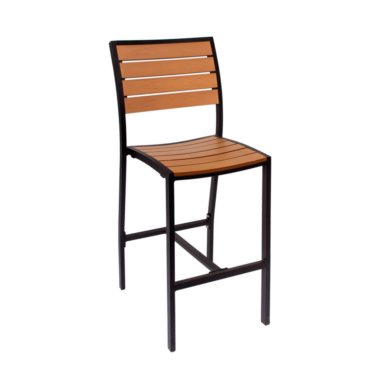 BFM Seating Largo Aluminum Outdoor / Indoor Synthetic Teak Bar Height Barstool