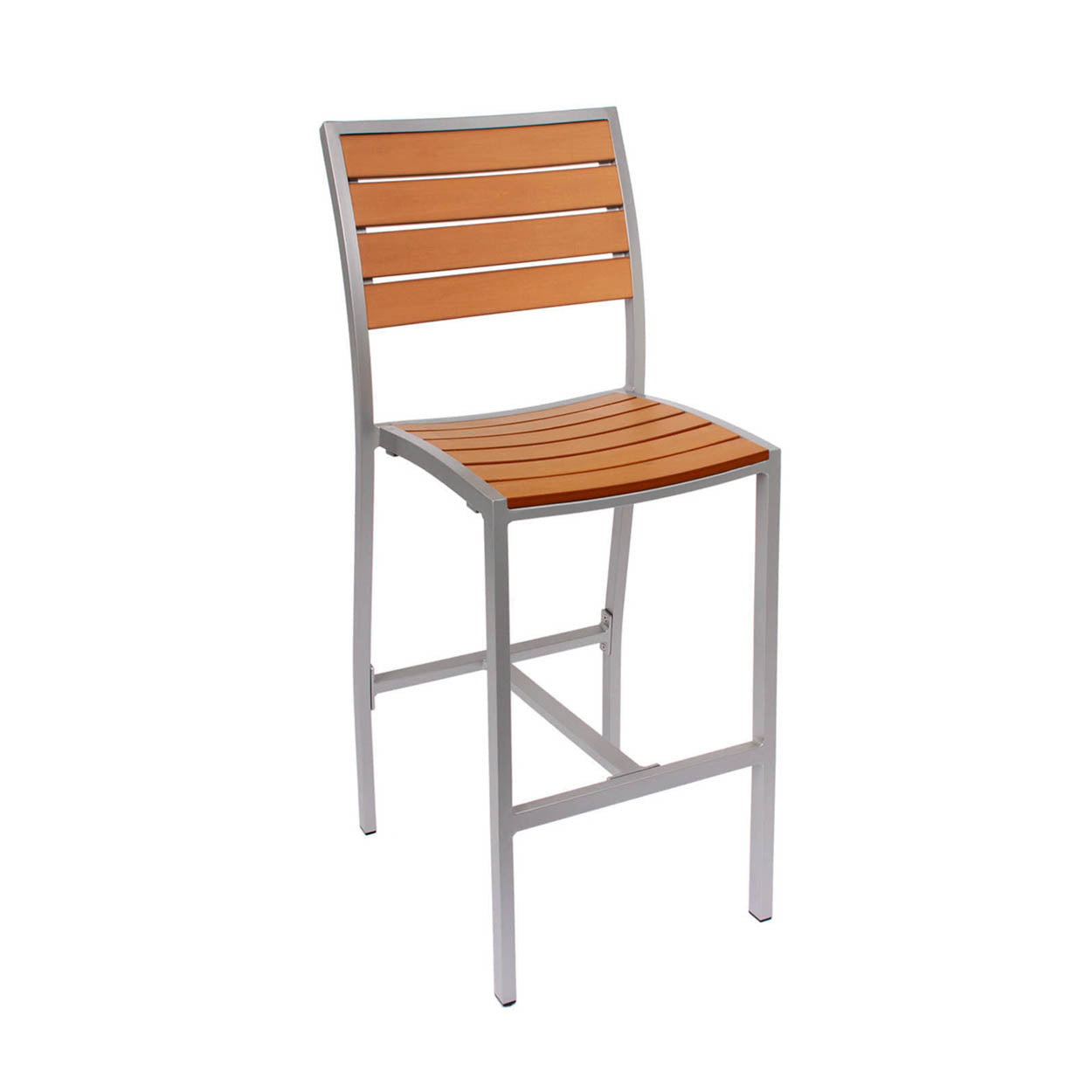 BFM Seating Largo Aluminum Outdoor / Indoor Synthetic Teak Bar Height Barstool