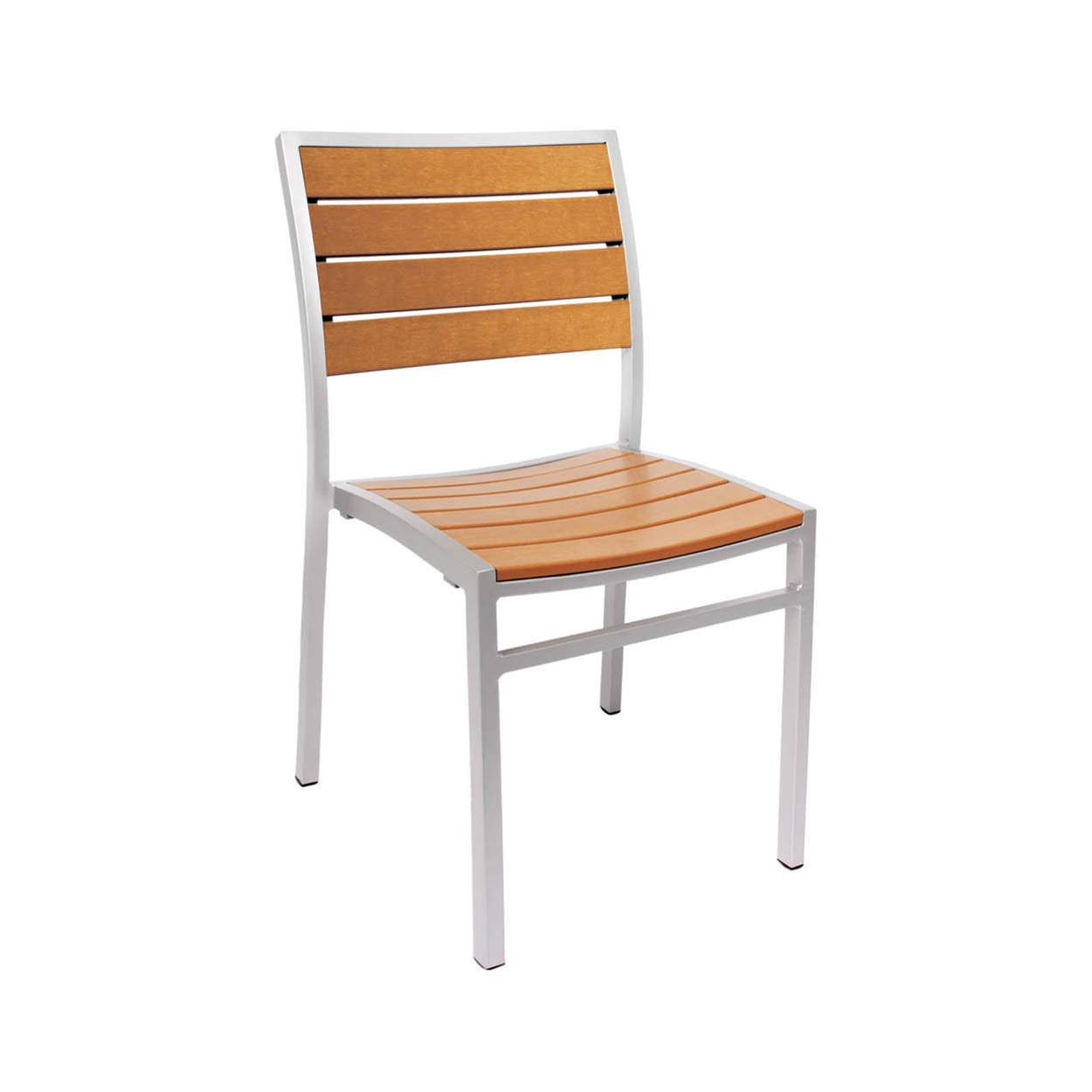 BFM Seating Largo Aluminum Outdoor / Indoor Synthetic Teak Stackable Chair