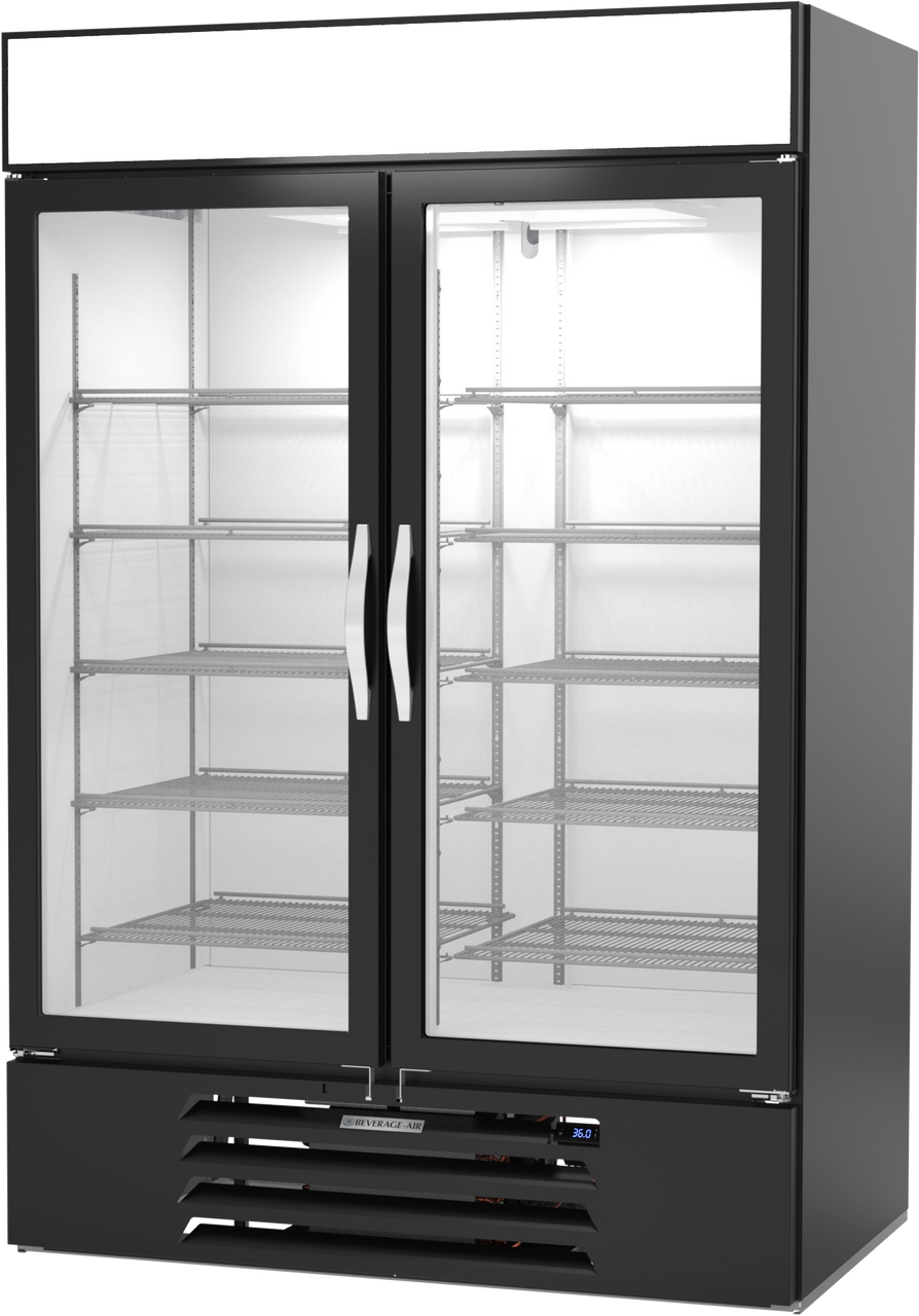 Beverage Air MMR49HC-1-B-IQ | 52" Wide 2 Swing Door Black Merchandiser Refrigerator MarketMax Series