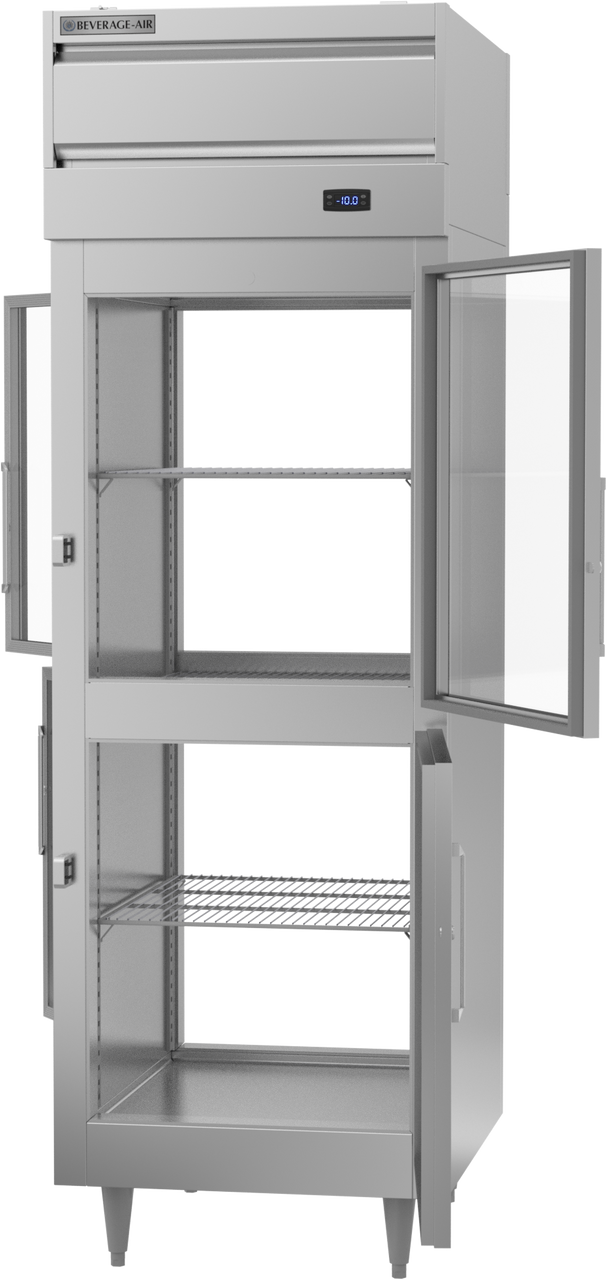 Beverage Air PFD1HC-1BHG | 27" Wide 4 Glass Door Top Mount Pass-Thru Freezer P Series