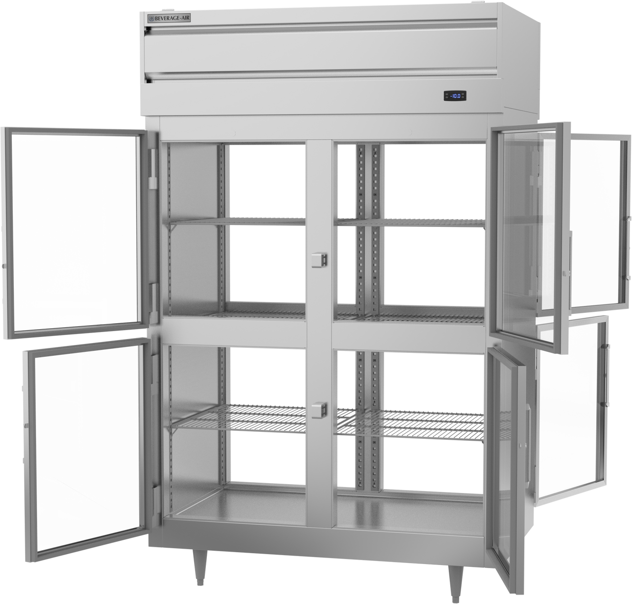 Beverage Air PFD2HC-1BHG | 52" Wide 8 Glass Door Top Mount Pass-Thru Freezer P Series