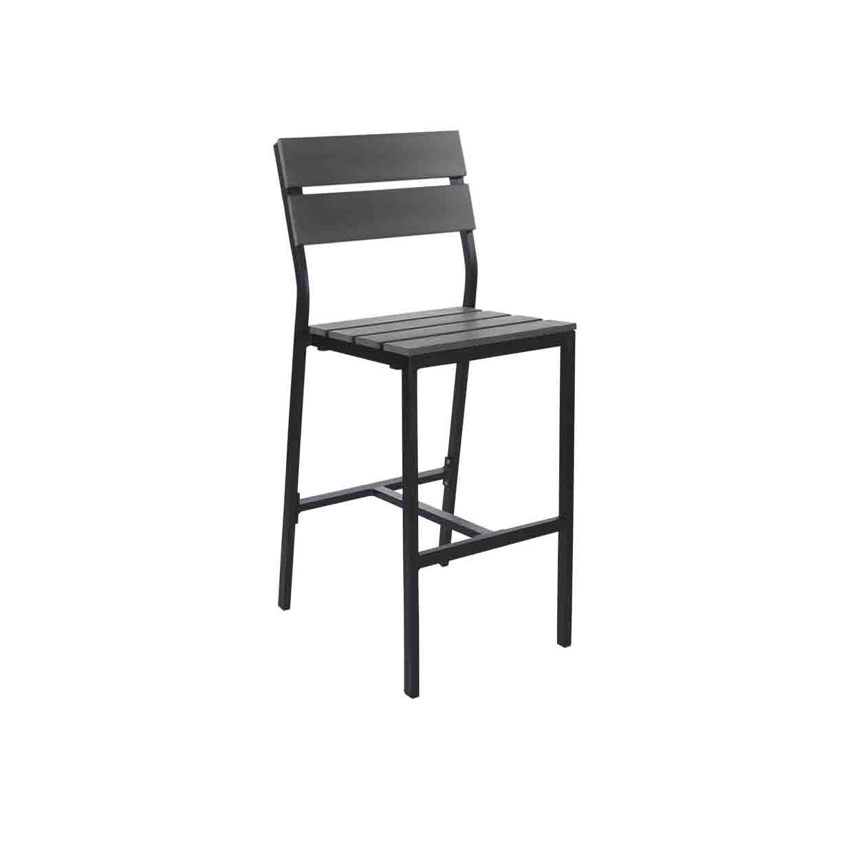 BFM Seating Seaside Aluminum Outdoor / Indoor Synthetic Teak Bar Height Barstool