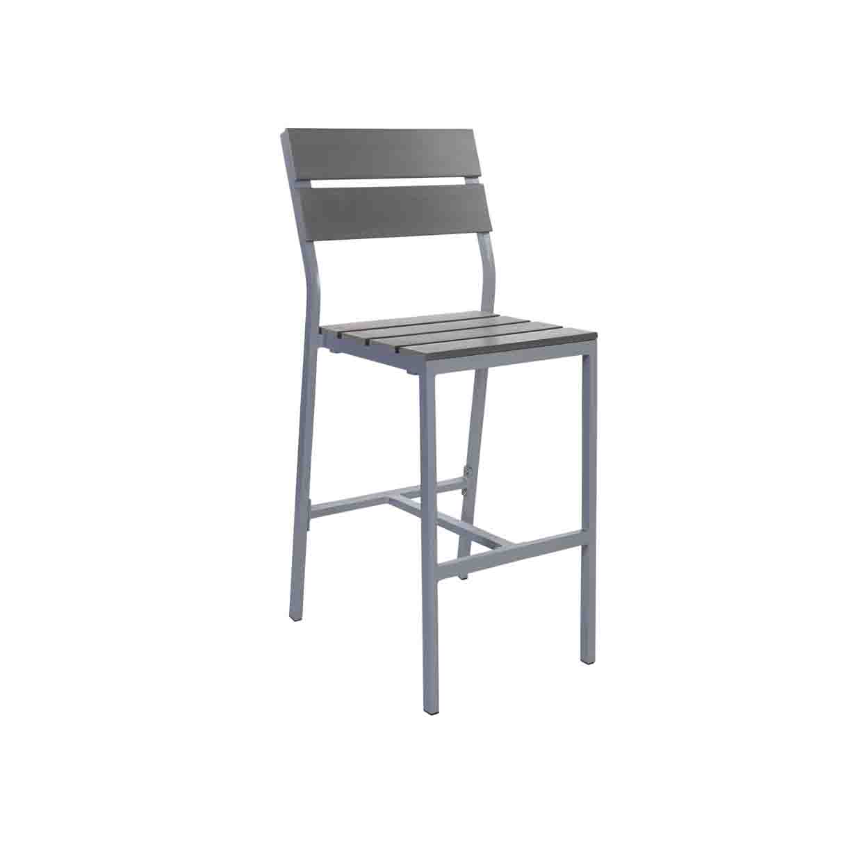 BFM Seating Seaside Aluminum Outdoor / Indoor Synthetic Teak Bar Height Barstool