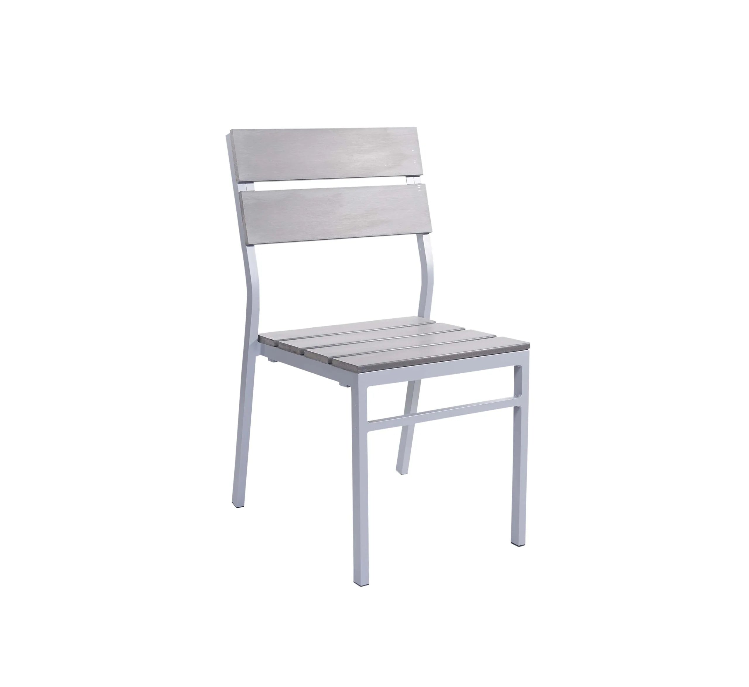 BFM Seating Seaside Aluminum Outdoor / Indoor Synthetic Teak Stackable Chair