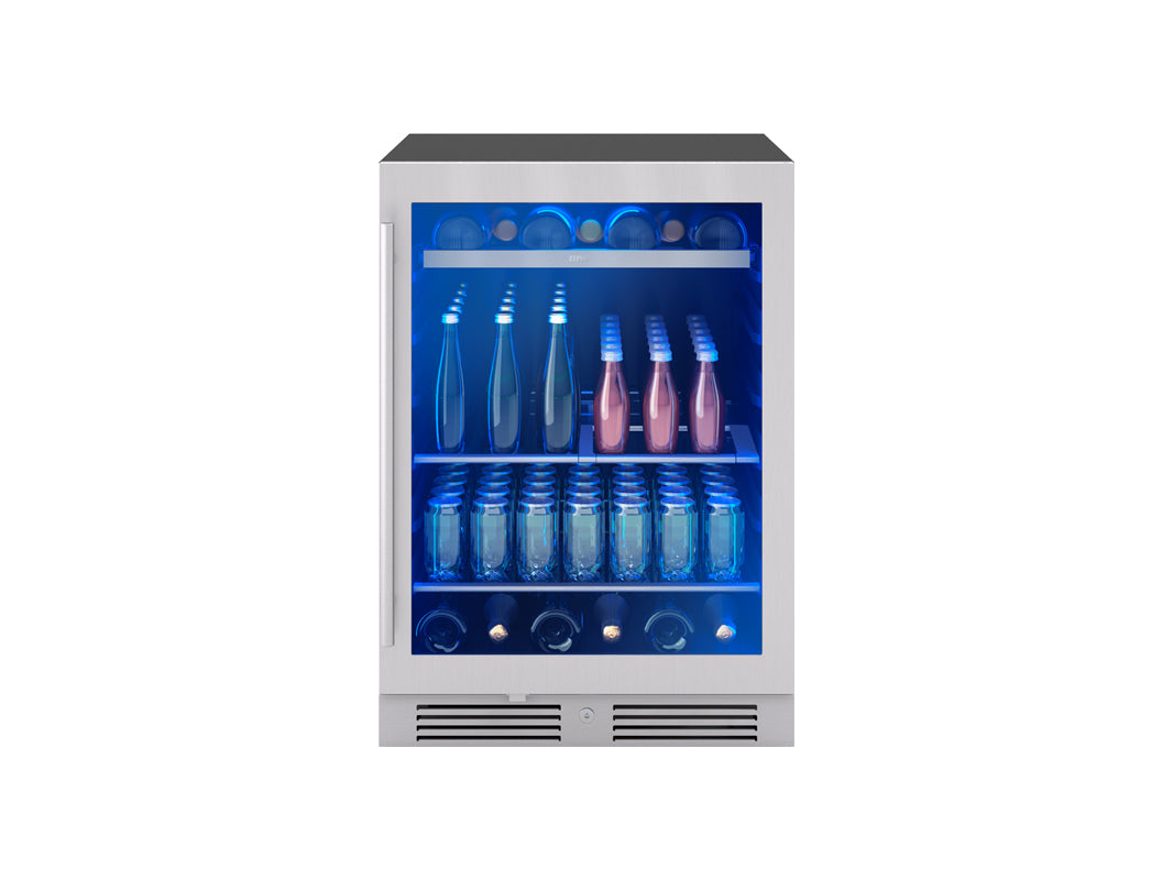 Zephyr | 24" Wide Single Zone 108 Can/7 Bottle Beverage Fridge