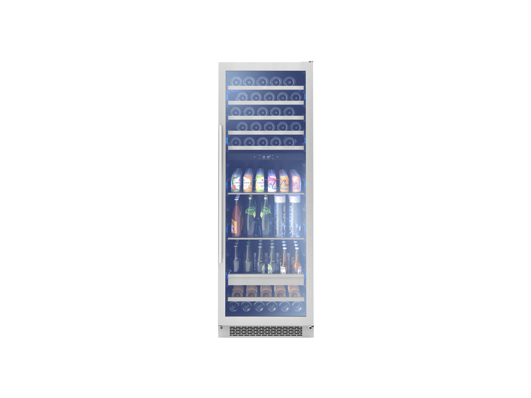 Zephyr PRWB24F02AG | 24" Wide Dual Zone Stainless Steel 49 Can/59 Bottle Beverage & Wine Fridge