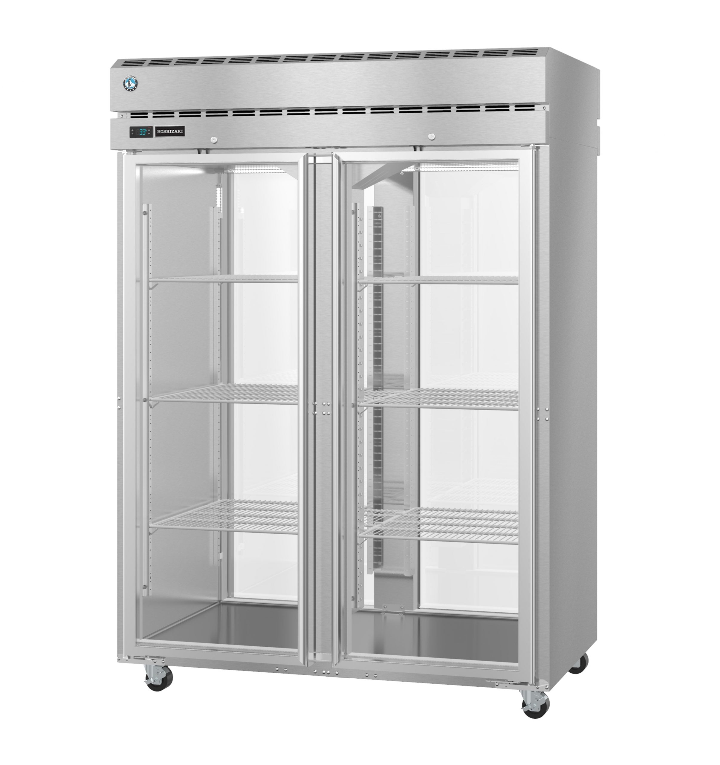 Hoshizaki PT2A-FG-FG | 55" Wide 4 Glass Door Top Mount Pass-Thru Refrigerator